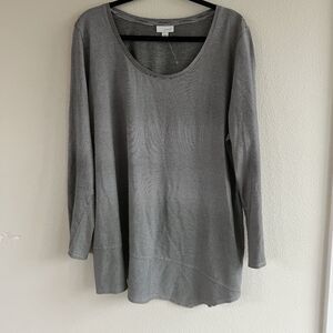 J. Jill Pure Jill Asymmetric Hem Stripe Cotton Long Sleeve Top Women’s XL